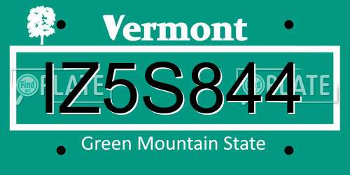 IZ5S844 Vermont License Plate