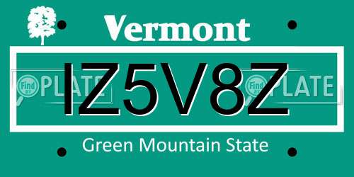 IZ5V8Z Vermont License Plate