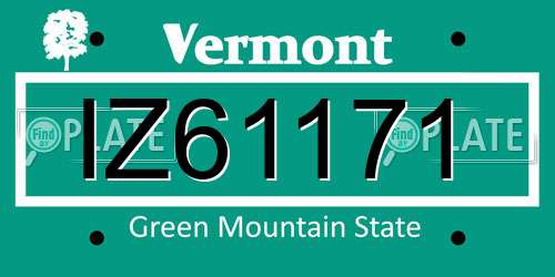IZ61171 Vermont License Plate