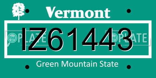 IZ61443 Vermont License Plate