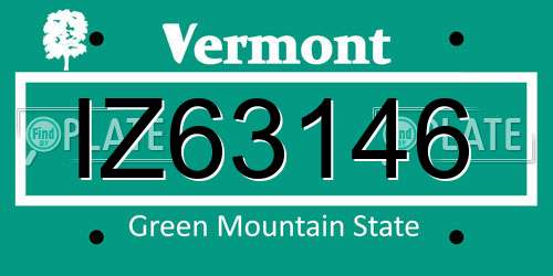 IZ63146 Vermont License Plate