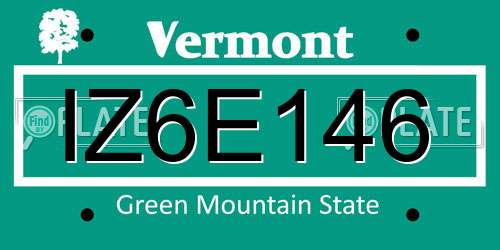 IZ6E146 Vermont License Plate