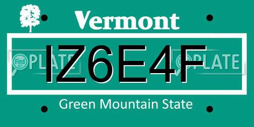 IZ6E4F Vermont License Plate