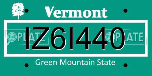 IZ6I440 Vermont License Plate