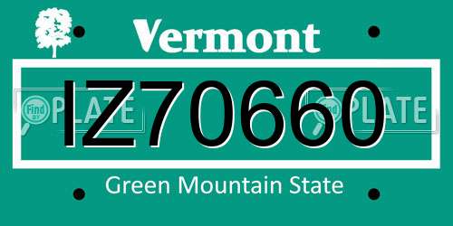 IZ70660 Vermont License Plate