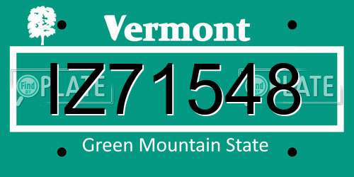 IZ71548 Vermont License Plate