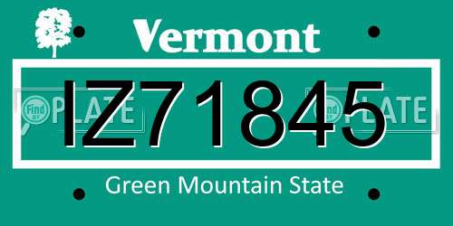 IZ71845 Vermont License Plate