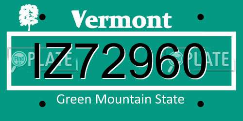 IZ72960 Vermont License Plate
