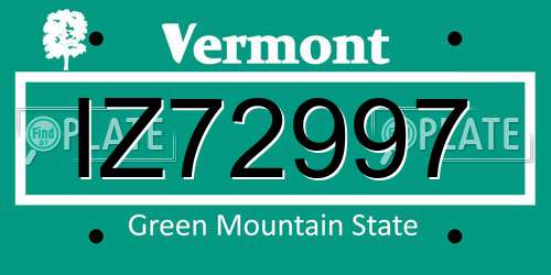 IZ72997 Vermont License Plate