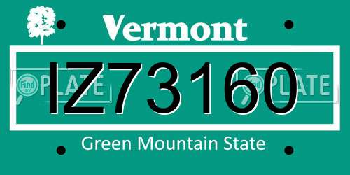 IZ73160 Vermont License Plate