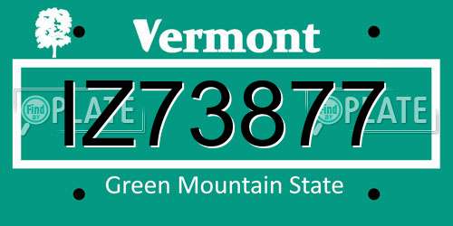IZ73877 Vermont License Plate