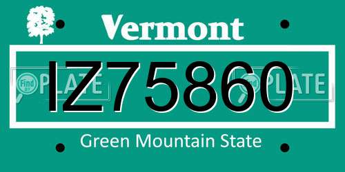 IZ75860 Vermont License Plate