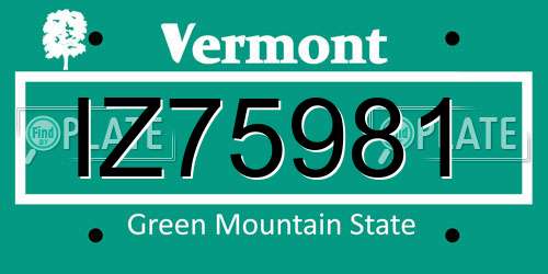 IZ75981 Vermont License Plate