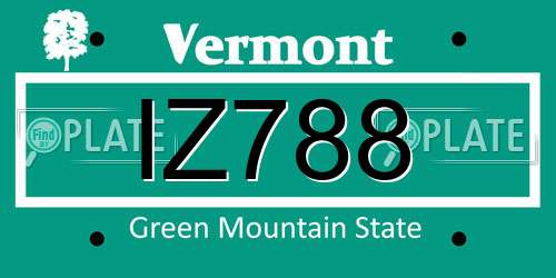 IZ788 Vermont License Plate