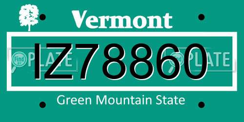 IZ78860 Vermont License Plate