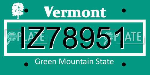 IZ78951 Vermont License Plate