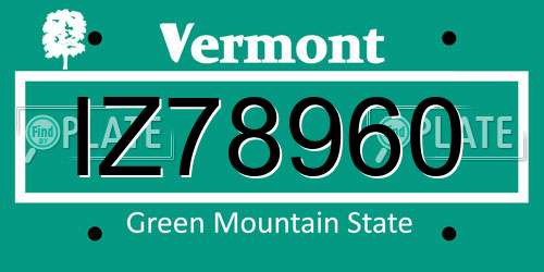 IZ78960 Vermont License Plate
