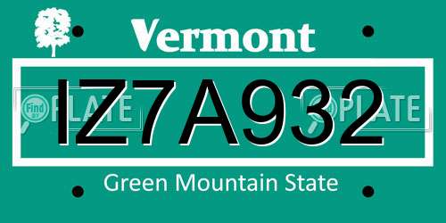 IZ7A932 Vermont License Plate