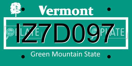 IZ7D097 Vermont License Plate