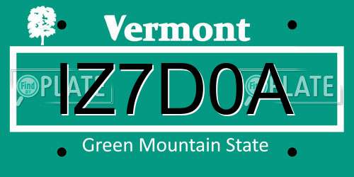 IZ7D0A Vermont License Plate