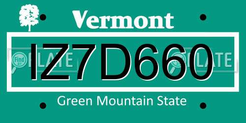 IZ7D660 Vermont License Plate