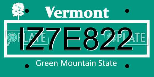 IZ7E822 Vermont License Plate