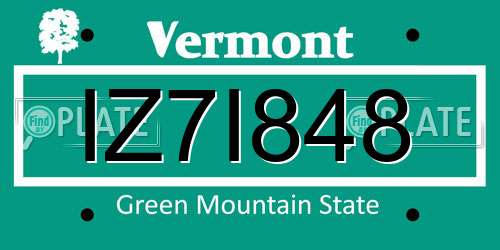 IZ7I848 Vermont License Plate