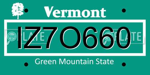 IZ7O660 Vermont License Plate