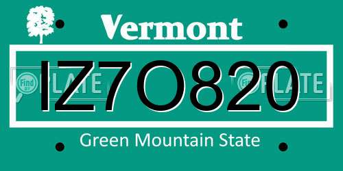IZ7O820 Vermont License Plate