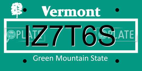 IZ7T6S Vermont License Plate