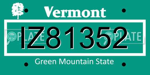 IZ81352 Vermont License Plate