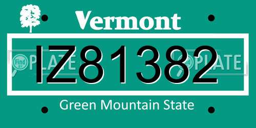 IZ81382 Vermont License Plate