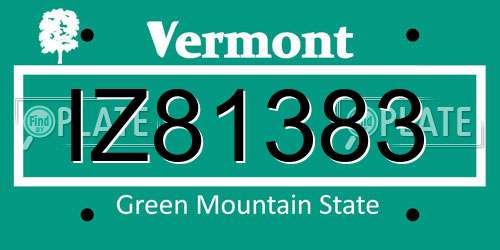 IZ81383 Vermont License Plate