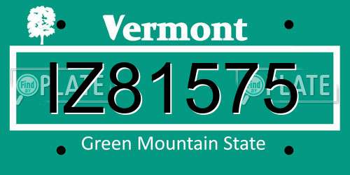 IZ81575 Vermont License Plate