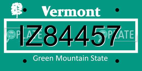 IZ84457 Vermont License Plate