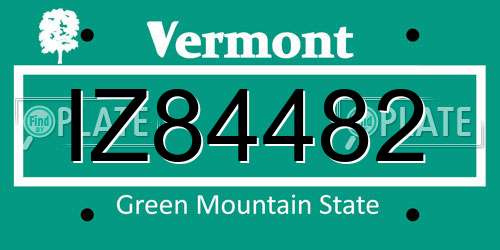 IZ84482 Vermont License Plate