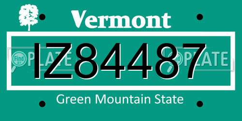 IZ84487 Vermont License Plate
