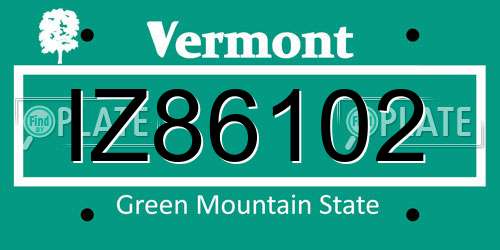 IZ86102 Vermont License Plate