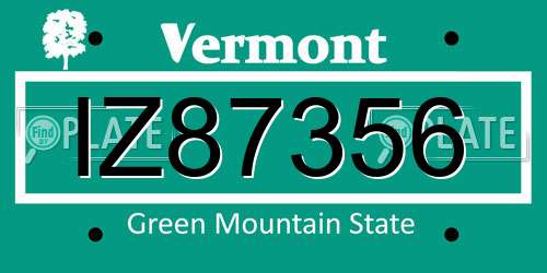 IZ87356 Vermont License Plate