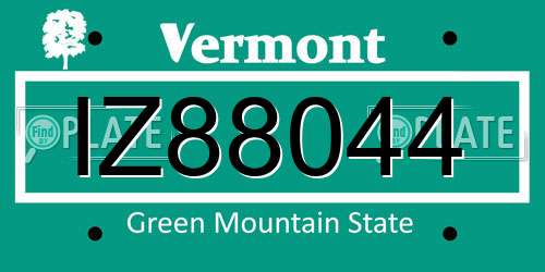 IZ88044 Vermont License Plate