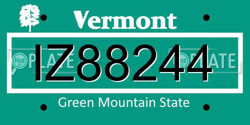 IZ88244 Vermont License Plate