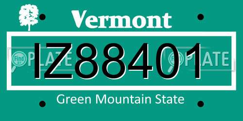 IZ88401 Vermont License Plate