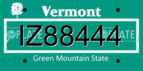 IZ88444 Vermont License Plate
