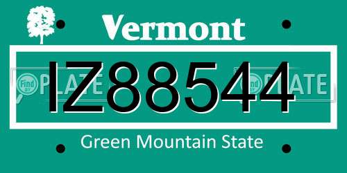 IZ88544 Vermont License Plate