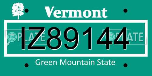IZ89144 Vermont License Plate