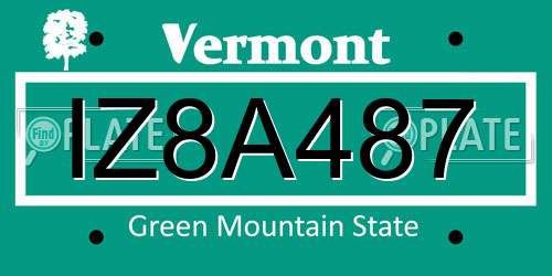 IZ8A487 Vermont License Plate