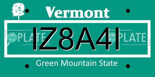 IZ8A4I Vermont License Plate