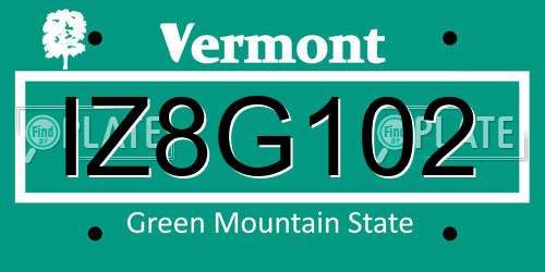 IZ8G102 Vermont License Plate