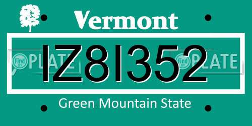 IZ8I352 Vermont License Plate