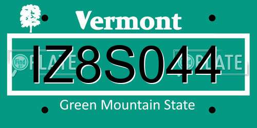 IZ8S044 Vermont License Plate